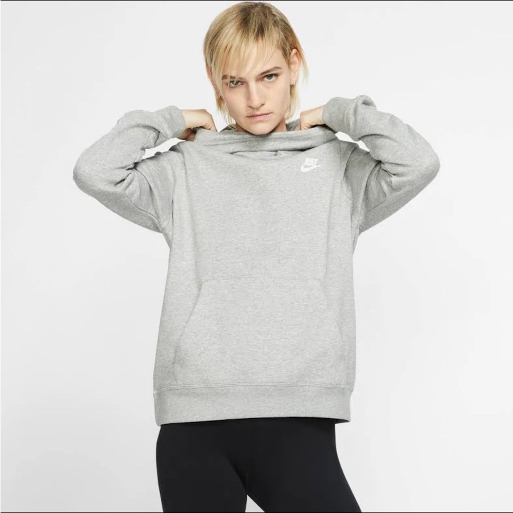 Nike Gray Funnel Neck Hoodie Pullover Cowl Neck Sweatshirt Women’s XS